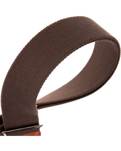 Guitar Strap Brown Cotton And Genuine Leather 5 Cm Twinkle Stripe SC Cotton 