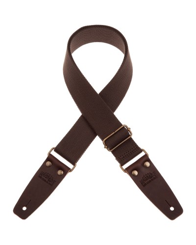 Guitar Strap Brown Cotton And Genuine Leather 5 Cm Core Stripe SC Entry 