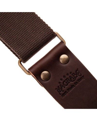 Guitar Strap Brown Cotton And Genuine Leather 5 Cm Core Stripe SC Entry 