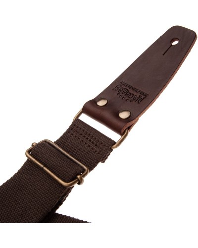 Guitar Strap Brown Cotton And Genuine Leather 5 Cm Core Stripe SC Entry 