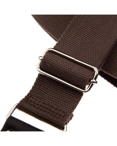 Guitar Strap Brown Cotton And Genuine Leather 5 Cm Core Stripe SC Entry 