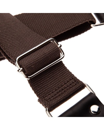 Guitar Strap Brown Cotton And Genuine Leather 5 Cm Core Stripe SC Entry 