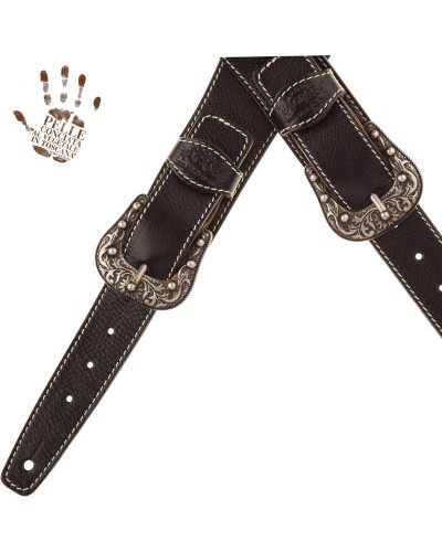 magrabò guitar straps | twin buckle ts core black 7 cm sun silver buckle