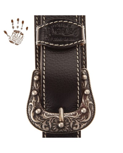 magrabò guitar straps | twin buckle ts core black 7 cm sun silver buckle