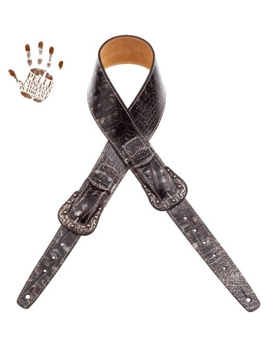 magrabò guitar straps | twin buckle ts embossed cocco dalma 7 cm sun silver buckle