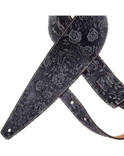 Guitar Strap Blu Genuine Leather 10 Cm Holes HS Embossed 