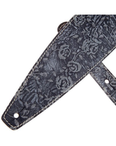 Guitar Strap Blu Genuine Leather 10 Cm Holes HS Embossed 