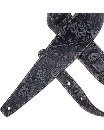 Guitar Strap Blu Genuine Leather 8 Cm Holes HS Embossed 