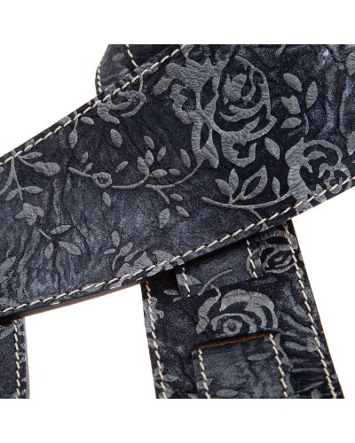 Guitar Strap Blu Genuine Leather 8 Cm Holes HS Embossed 