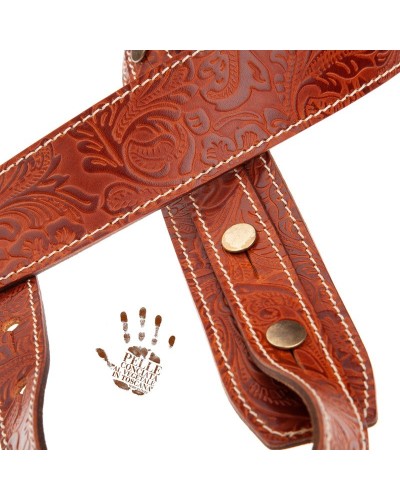 magrabò guitar straps | buttons bs embossed flores brown 5 cm