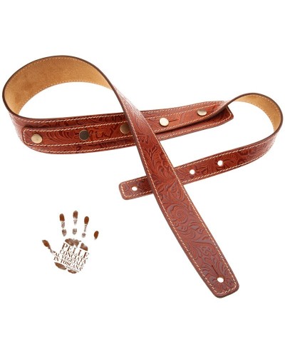 magrabò guitar straps | buttons bs embossed flores brown 5 cm