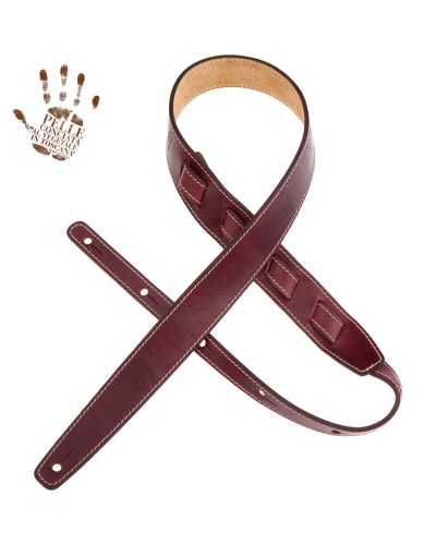 Guitar Strap Bordeaux Certified Vegetable Tanned Leather 4 Cm Holes HS Stone Washed 