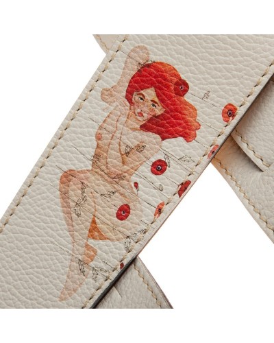 Guitar Strap White Genuine Leather 6 Cm Holes HS Art Print 