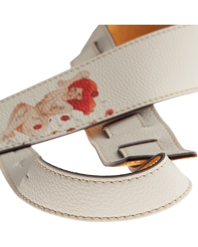 Guitar Strap White Genuine Leather 6 Cm Holes HS Art Print 