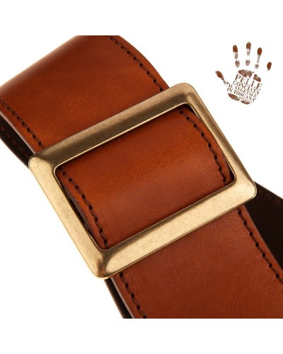 magrabò guitar straps | stripe ss core brown 6 cm recta brass buckle