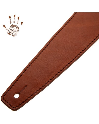 Guitar Strap Brown Certified Vegetable Tanned Leather 6 Cm Stripe SS Cotton 