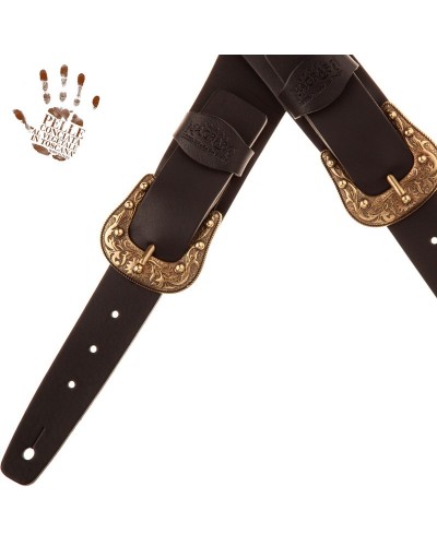 magrabò guitar straps | twin buckle tc core black 7 cm sun brass buckle