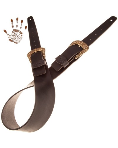 magrabò guitar straps | twin buckle tc core black 7 cm sun brass buckle