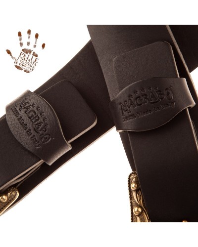 magrabò guitar straps | twin buckle tc core black 7 cm sun brass buckle