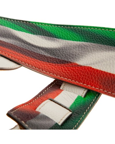 Guitar Strap Multicolor Genuine Leather 8 Cm Holes HS Print 