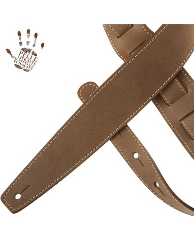 Guitar Strap Grey Certified Vegetable Tanned Leather 6 Cm Holes HS Core 