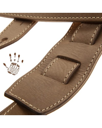 Guitar Strap Grey Certified Vegetable Tanned Leather 6 Cm Holes HS Core 