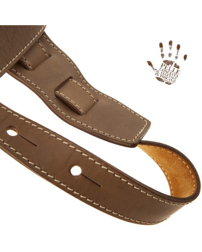 Guitar Strap Grey Certified Vegetable Tanned Leather 8 Cm Holes HS Core 