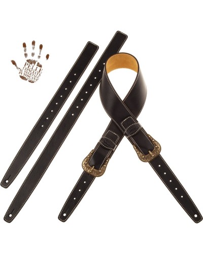 magrabò guitar straps | twin buckle ts core black 7 cm sun brass buckle