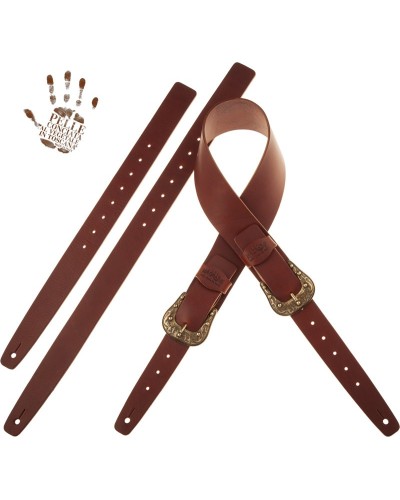 Guitar Strap Brown Certified Vegetable Tanned Leather 7 Cm Sun Twin Buckle TC Core 