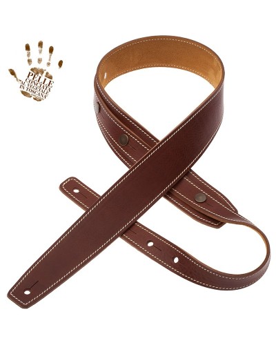 Guitar Strap Brown Certified Vegetable Tanned Leather 5 Cm Buttons BS Core 