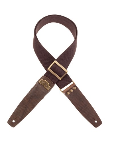 Guitar Strap Brown Cotton And Genuine Leather 5 Cm Twinkle Stripe SC Cotton 