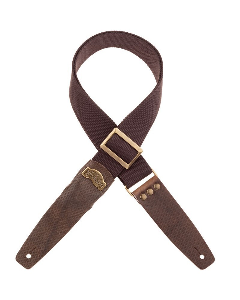 magrabò guitar straps | stripe sc cotton brown 5 cm terminals twinkle grey, recta brass buckle