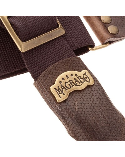 Guitar Strap Brown Cotton And Genuine Leather 5 Cm Twinkle Stripe SC Cotton 