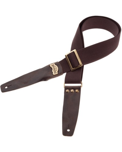 magrabò guitar straps | stripe sc cotton brown 5 cm terminals twinkle grey, recta brass buckle