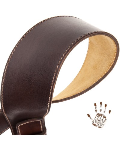 Guitar Strap Brown Certified Vegetable Tanned Leather 7 Cm Scaled Twin Buckle TS Stone Washed 