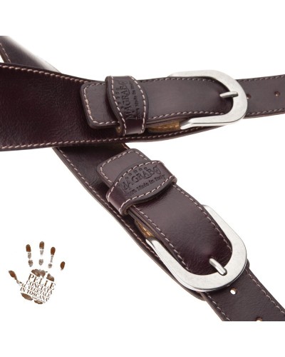 magrabò guitar straps | twin buckle ts stone washed bordeaux 7 cm round silver buckle