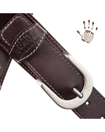 magrabò guitar straps | twin buckle ts stone washed bordeaux 7 cm round silver buckle