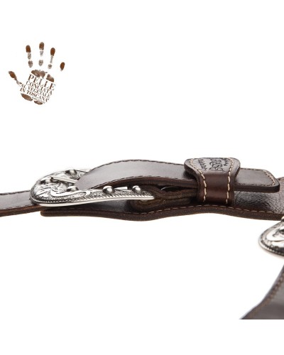 magrabò guitar straps | twin buckle ts stone washed mogano 7 cm sun silver buckle