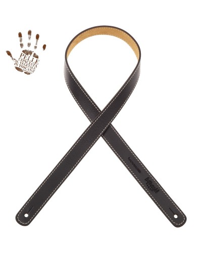 Tracolla per Chitarra e Basso Nero Vera Pelle Conciata Al Vegetale 3 Cm Mini Strap MS Core 