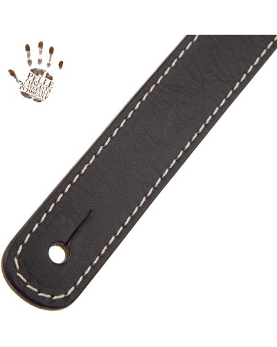 Guitar Strap Black Certified Vegetable Tanned Leather 3 Cm Mini Strap MS Core 