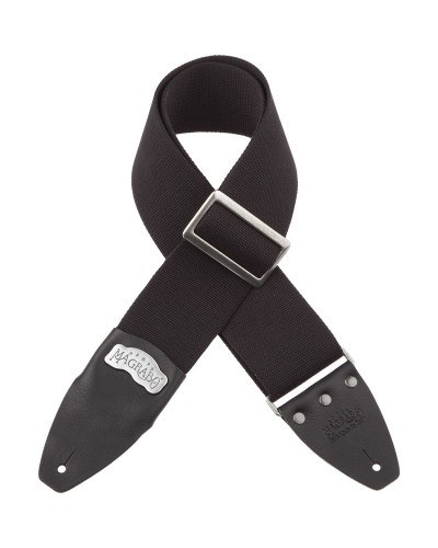 magrabò guitar straps | stripe sc cotton black 8 cm terminals core black, recta silver buckle