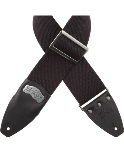 Guitar Strap Black Cotton And Genuine Leather 8 Cm Core Stripe SC Cotton 