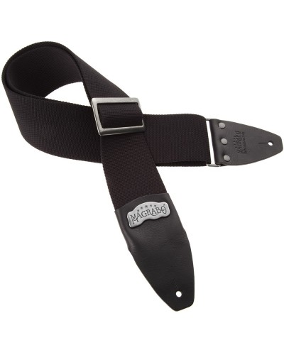 Guitar Strap Black Cotton And Genuine Leather 8 Cm Core Stripe SC Cotton 