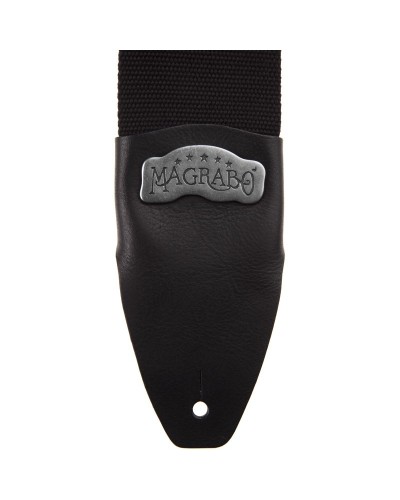 magrabò guitar straps | stripe sc cotton black 8 cm terminals core black, recta silver buckle