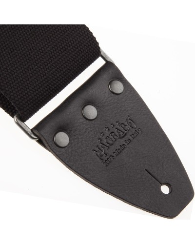 magrabò guitar straps | stripe sc cotton black 8 cm terminals core black, recta silver buckle