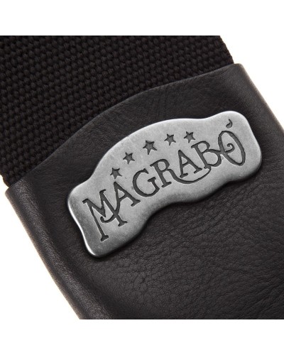 magrabò guitar straps | stripe sc cotton black 8 cm terminals core black, recta silver buckle