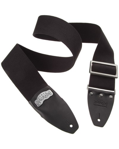 magrabò guitar straps | stripe sc cotton black 8 cm terminals core black, recta silver buckle