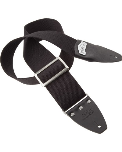 magrabò guitar straps | stripe sc cotton black 8 cm terminals core black, recta silver buckle