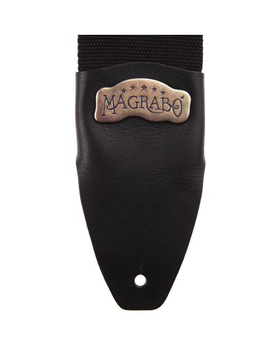 magrabò guitar straps | stripe sc cotton black 8 cm terminals core black, recta brass buckle