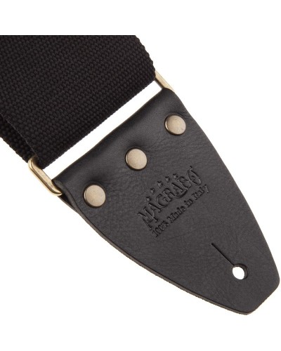 Guitar Strap Black Cotton And Genuine Leather 8 Cm Core Stripe SC Cotton 